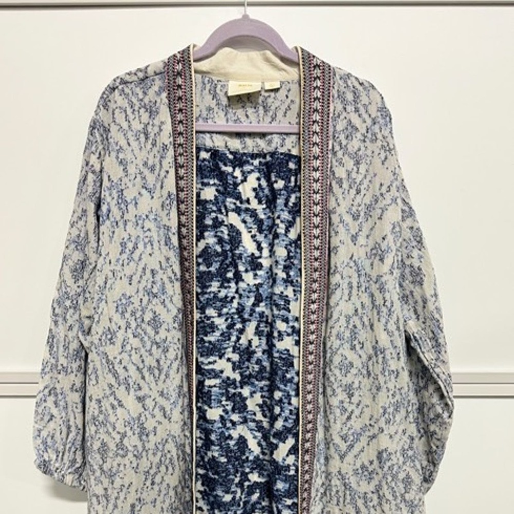 Anthropologie indigo full length kimono